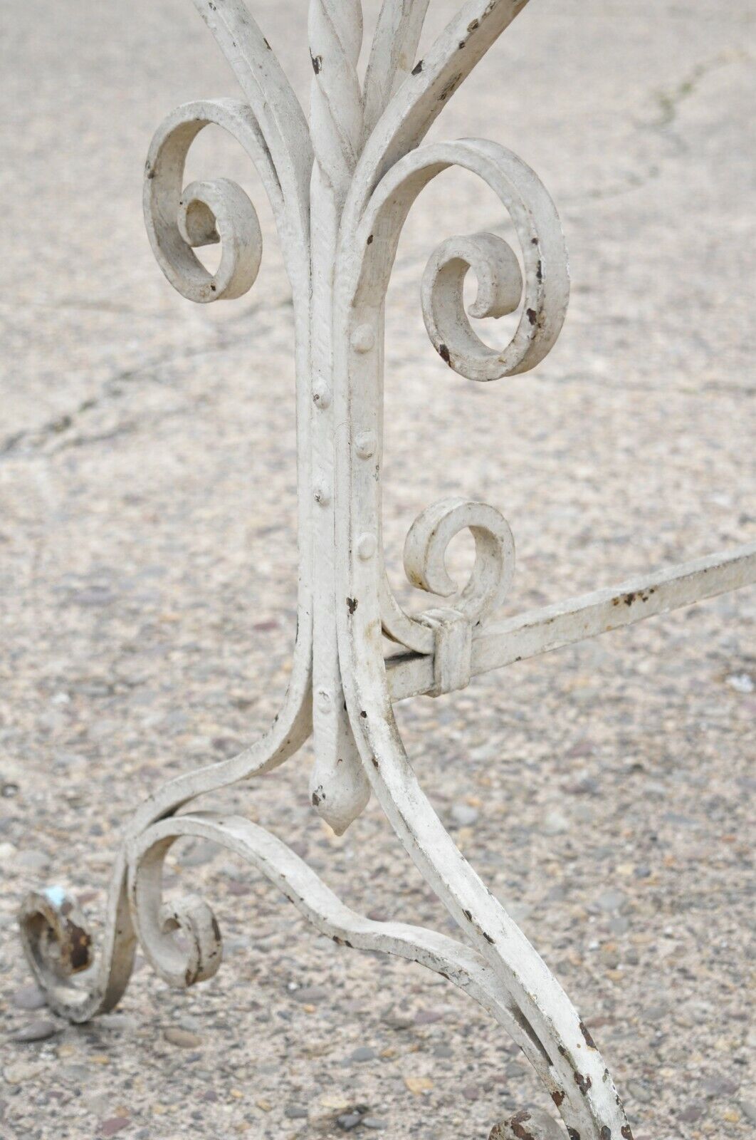 Antique French Art Nouveau Scroll Wrought Iron Wood Top 42" Drafting Work Table