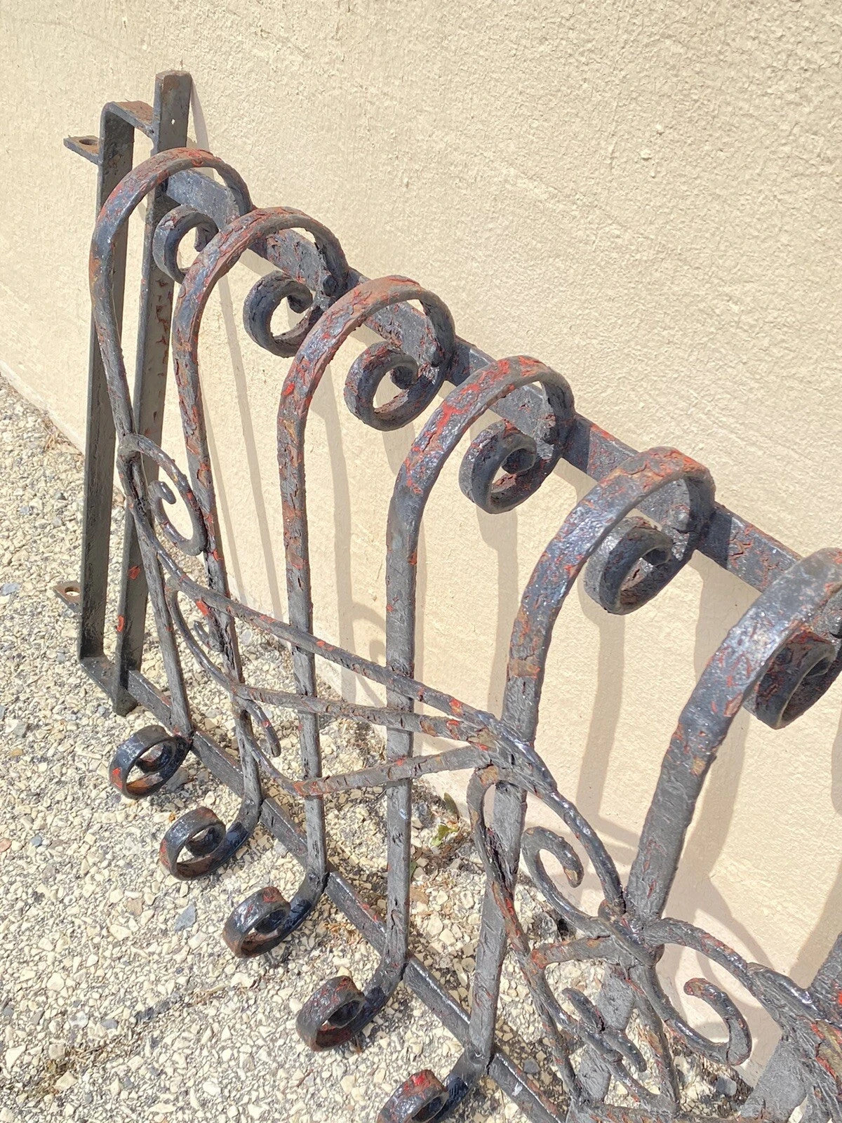 Antique Art Nouveau Black Wrought Iron Heart and Scroll 23x52 Garden Fence Gate