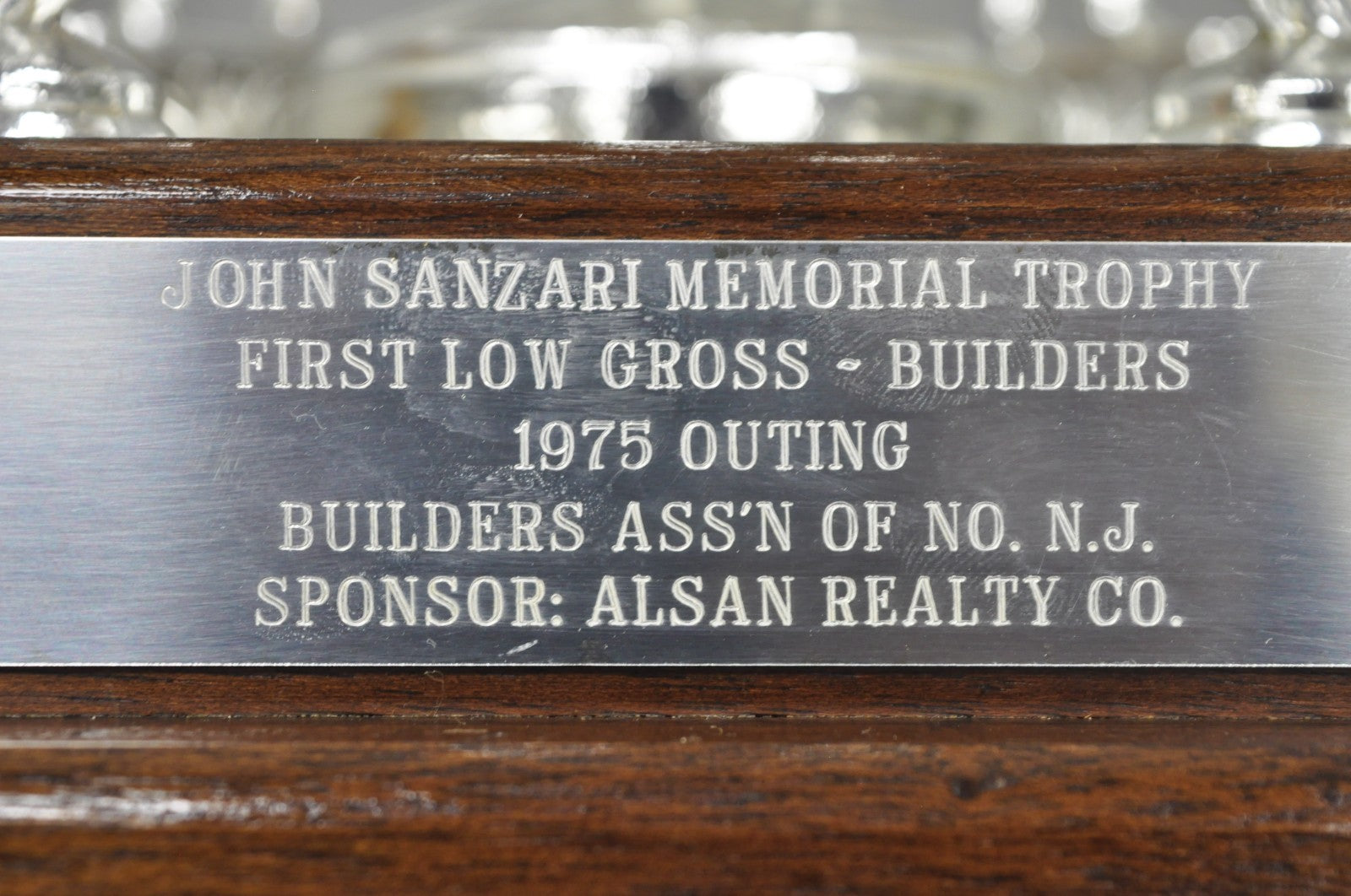Vintage 1970s Silver Metal & Wood Figural Golf Trophy Award Cup John Sanzari