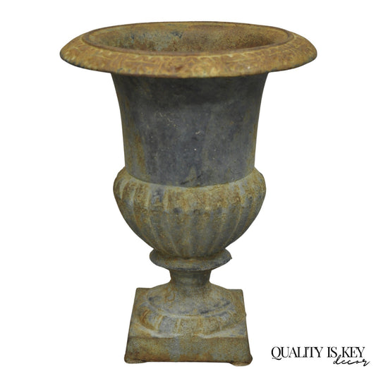 Antique Cast Iron 12" French Classical Small Urn Garden Flower Planter Pot