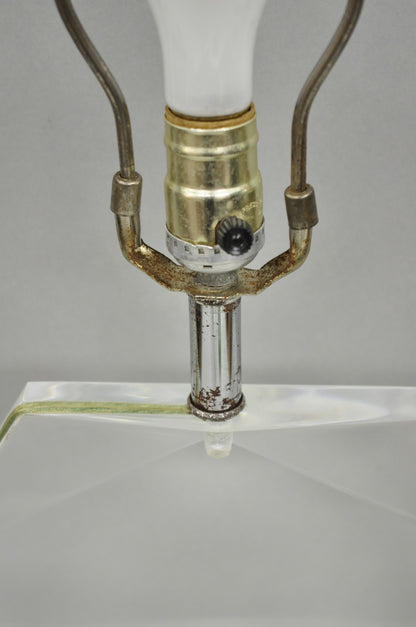 Vintage Mid Century Modern Faceted Hexagon Diamond Clear Lucite Table Lamp