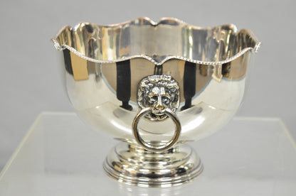 English Regency Silver Plated Lion Handle Small Punch Bowl Champagne Ice Bucket