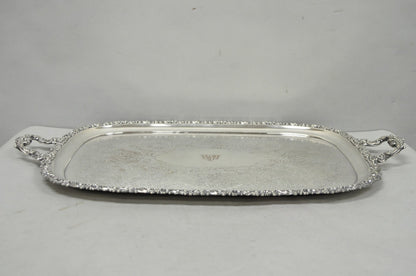 Antique Barker Ellis Victorian Silver Plated Serving Platter Bar Tray Engraved