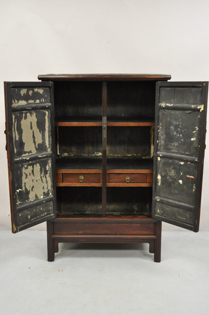 Antique Chinese Hardwood 2 Door Wardrobe Wedding Cabinet with Drawers
