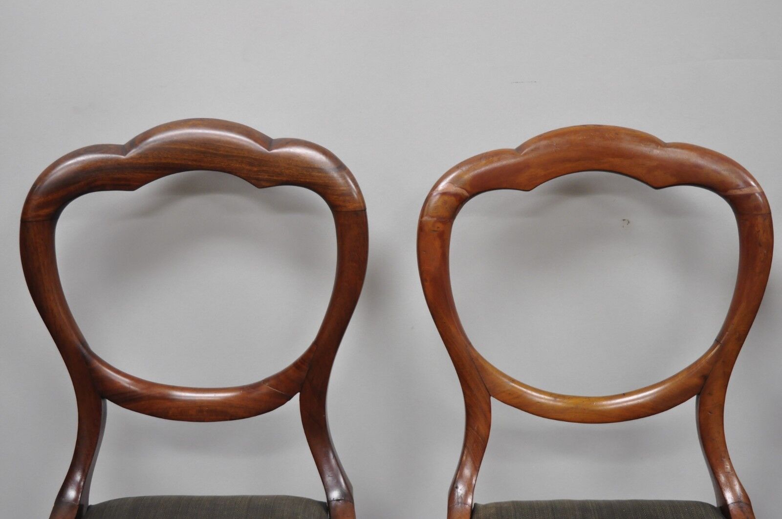 Antique English Victorian Balloon Back Mahogany Library Side Chairs - Set of 4