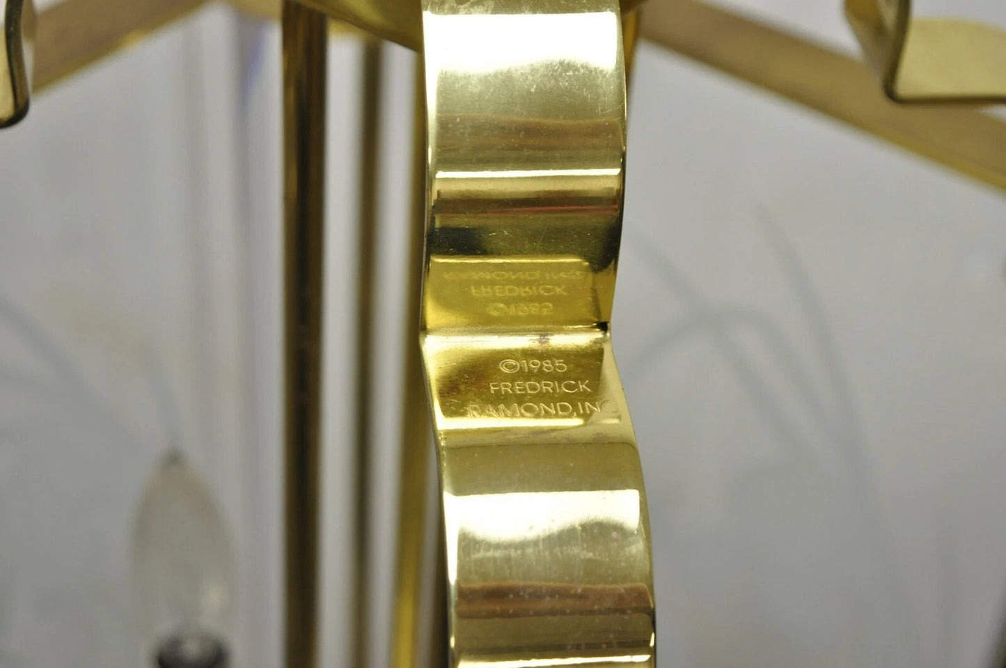 Vintage Fredrick Ramond Mid Century Modern Brass Lucite Glass Pendant Chandelier