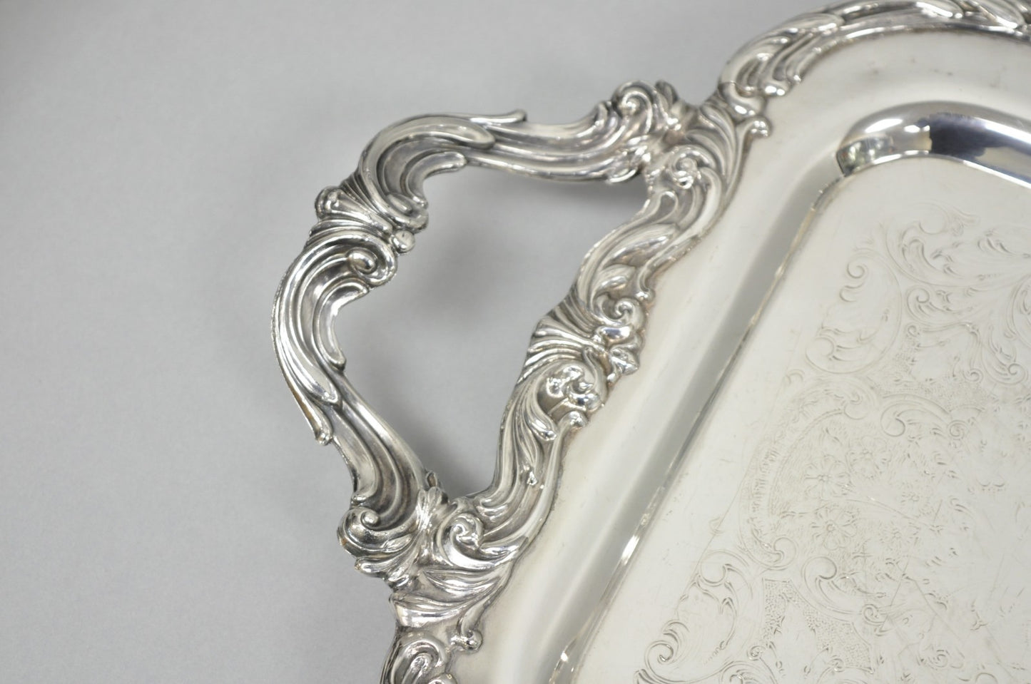 Vintage FB Rogers Victorian Silver Plated Narrow Serving Platter Bar Tray
