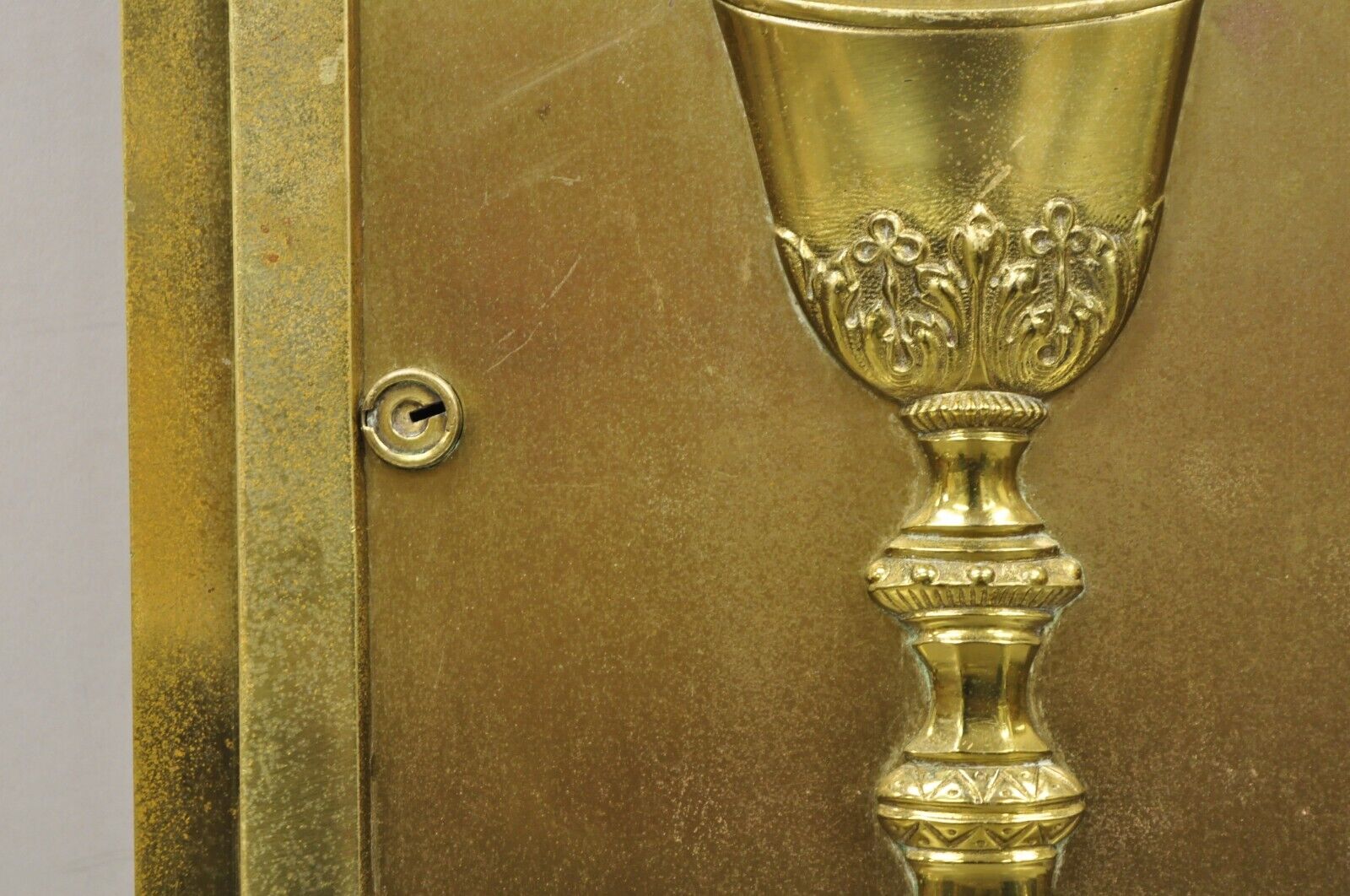 Antique Gothic Bronze Wall Hanging Altar Door Tabernacle with Chalice (B)