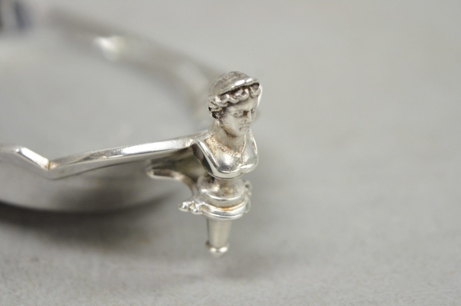 Antique French Renaissance Small Silver Plated Figural Twin Handle Trinket Dish