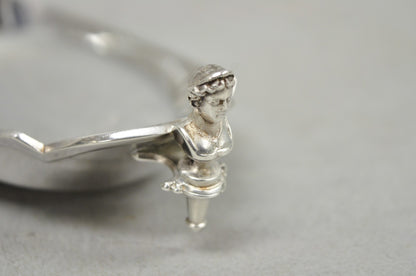 Antique French Renaissance Small Silver Plated Figural Twin Handle Trinket Dish