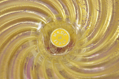 MCM Fratelli Toso Balboa Italian Blown Glass Pink Swirl Gold Flecks Fruit Bowl