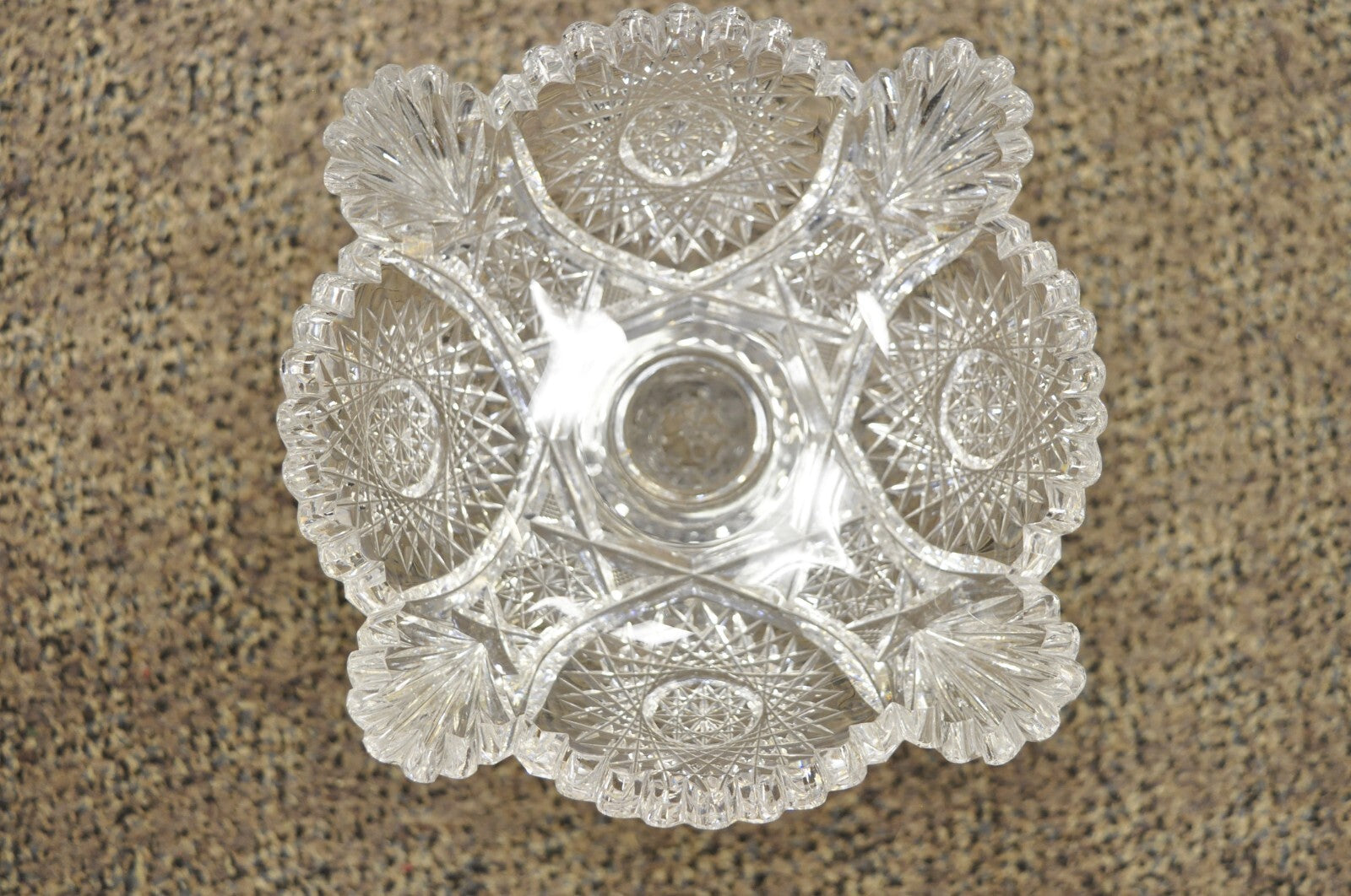 Antique Brilliant Cut Crystal Glass Candy Compote Pedestal Nut Dish - a Pair