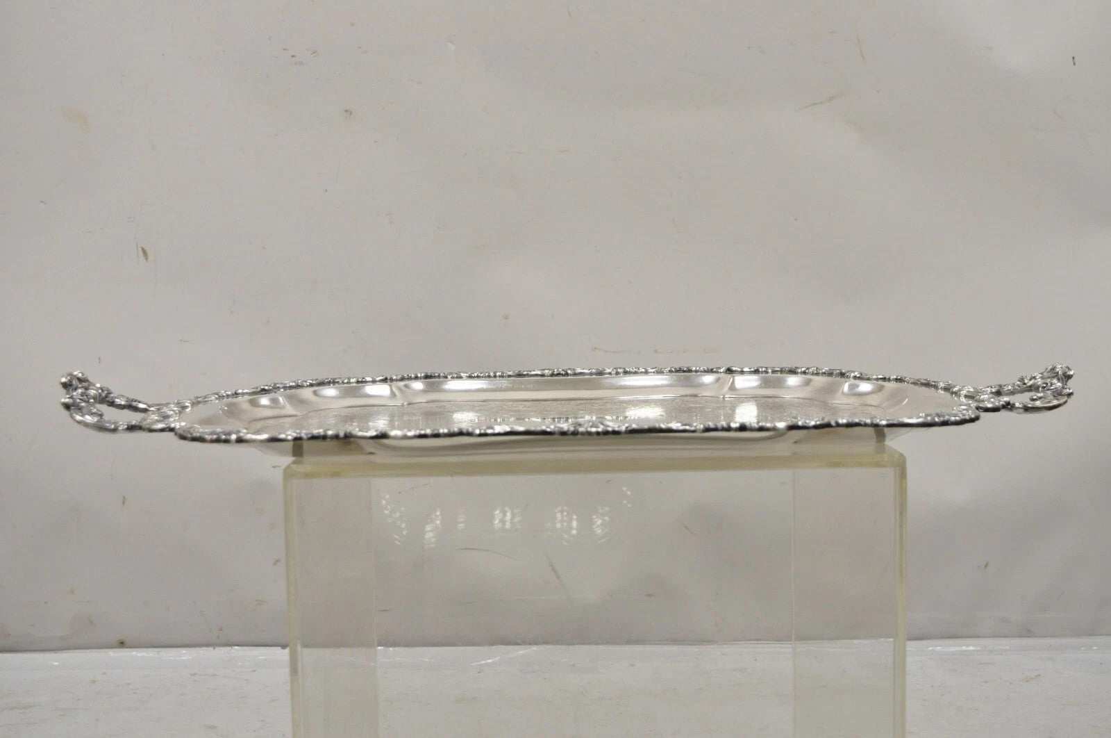 Vintage Community Ascot Sheffield Large Victorian Silver Plated Platter Bar Tray
