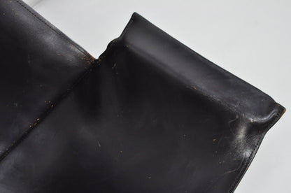 William Katavolos Mid Century Modern Black Leather Sling Steel K Lounge Chair