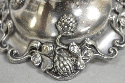 Antique Art Nouveau Silver Plated Floral Repousse 8" Candlestick by Victor
