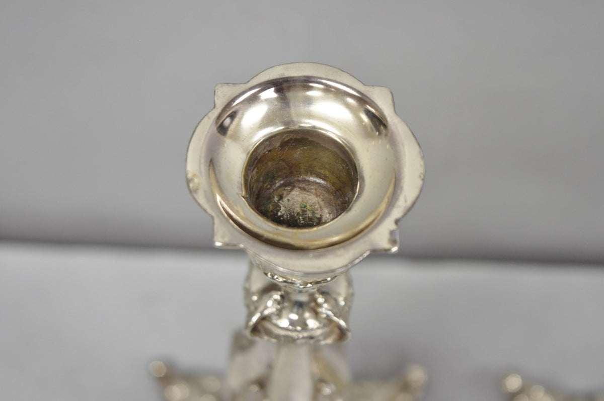 Antique Silver Plated WMF Warsaw Imperial Russia 12" Candlestick Holders - Pair