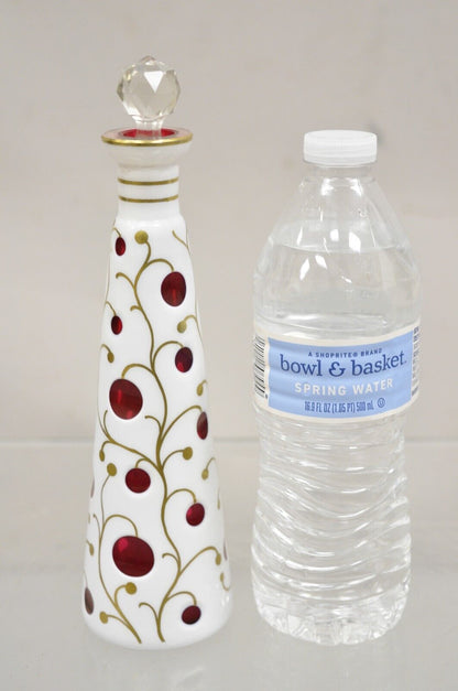 Vintage German Bohemian Cranberry Cased Glass 9" Small Decanter w/ Stopper