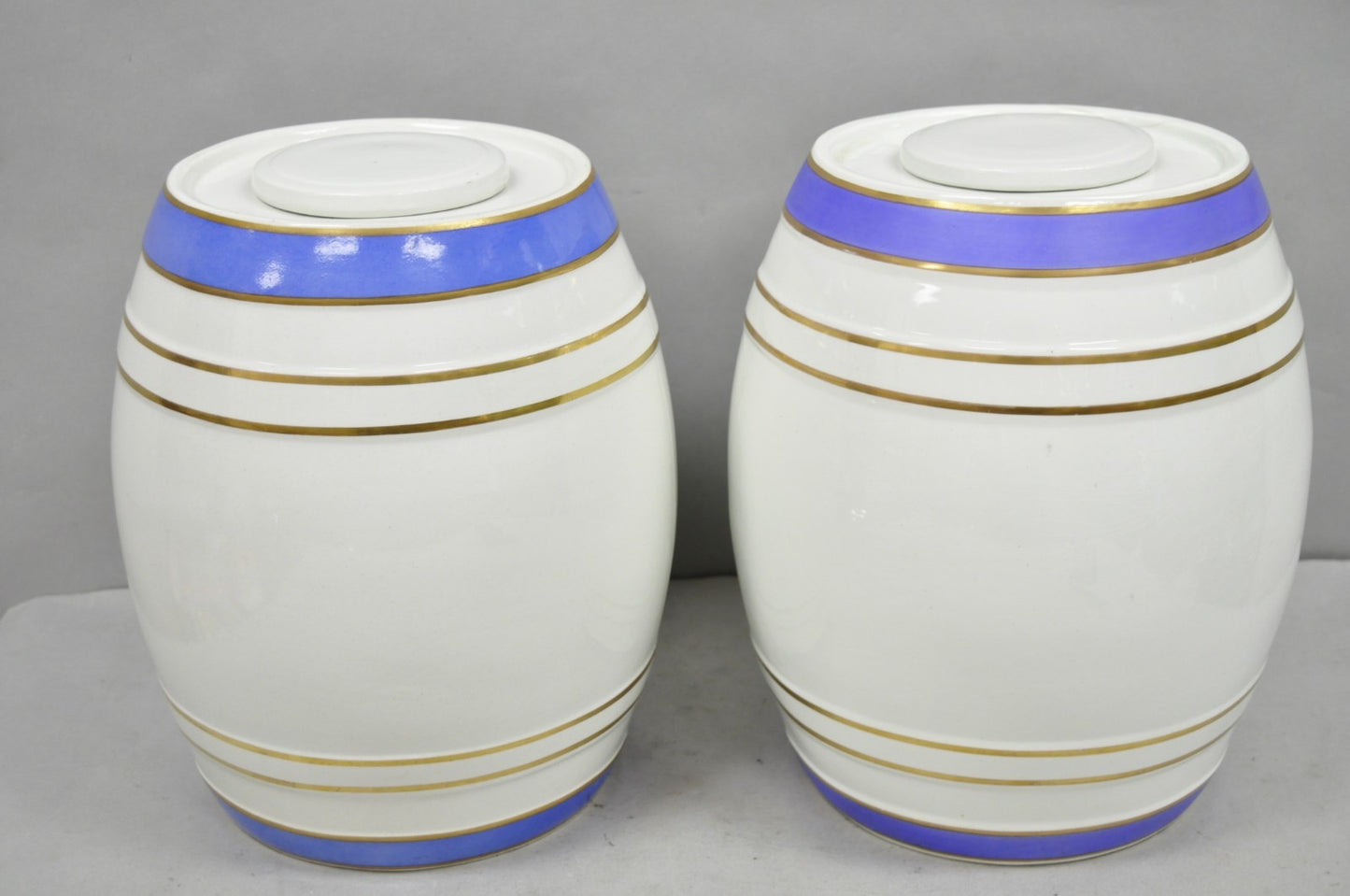 Antique Loftus London English Victorian Porcelain Spirits Whisky Barrels - Pair