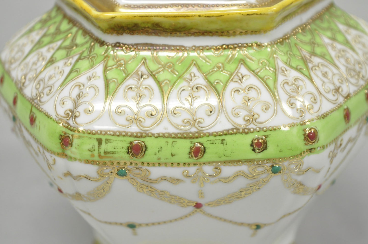 Antique Nippon Noritake Hand Painted Porcelain Gold Gilt Draped Biscuit Jar