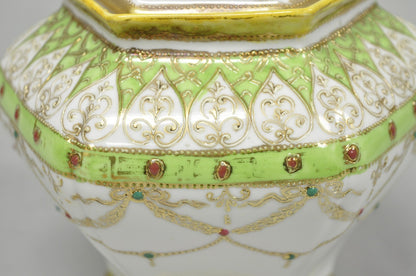 Antique Nippon Noritake Hand Painted Porcelain Gold Gilt Draped Biscuit Jar