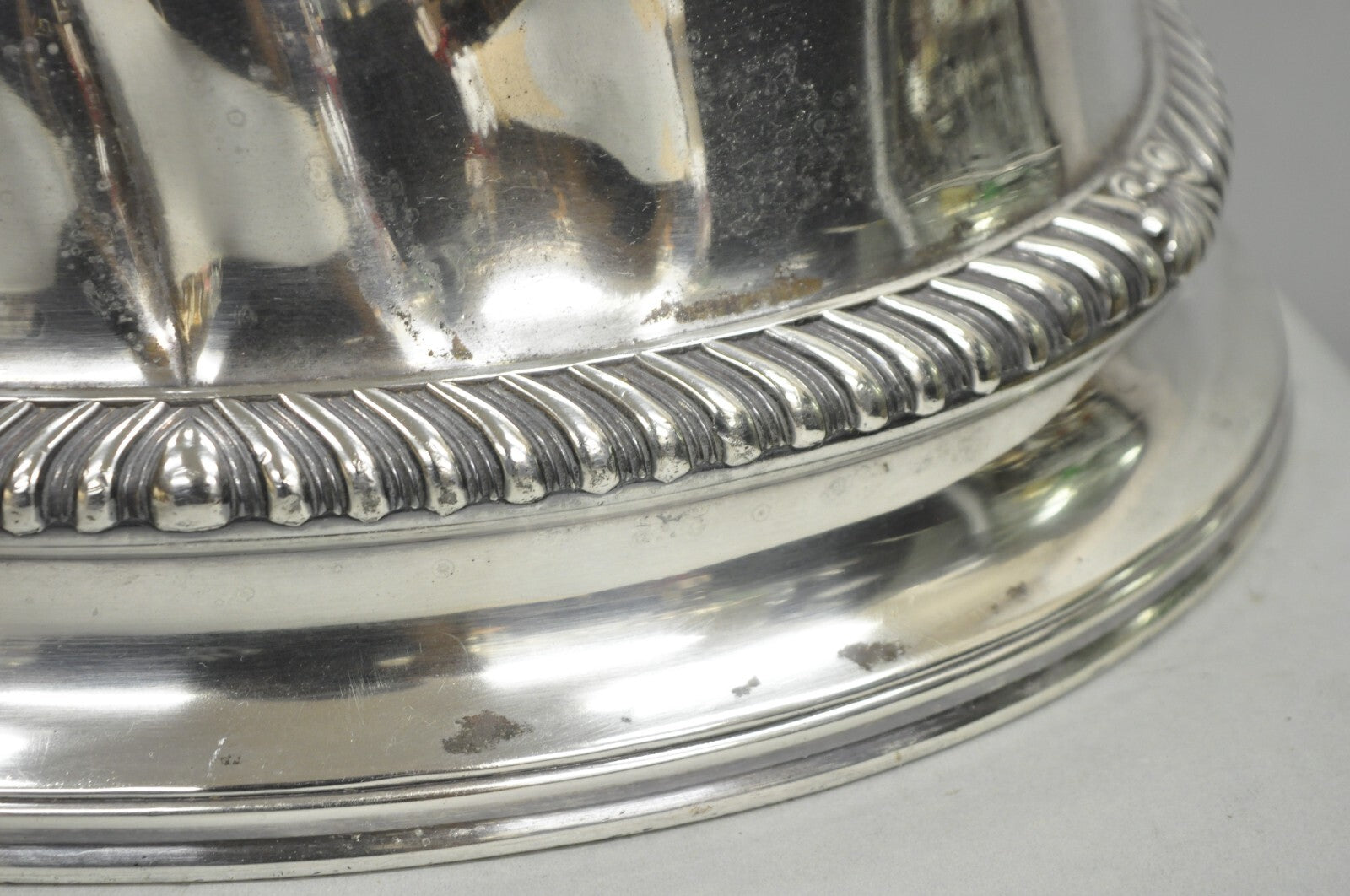 Antique English Victorian Large Silver Plated Scalloped Meat Serving Dome Cover
