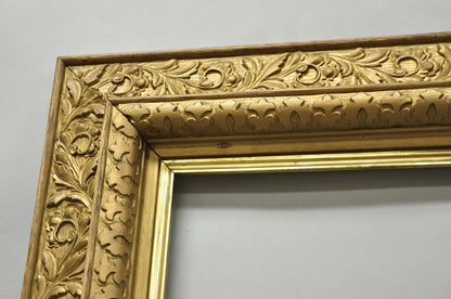 Antique Victorian Gold Gilt Oak Wood Leafy Scroll Deep Picture Frame 32.5 x 26.5