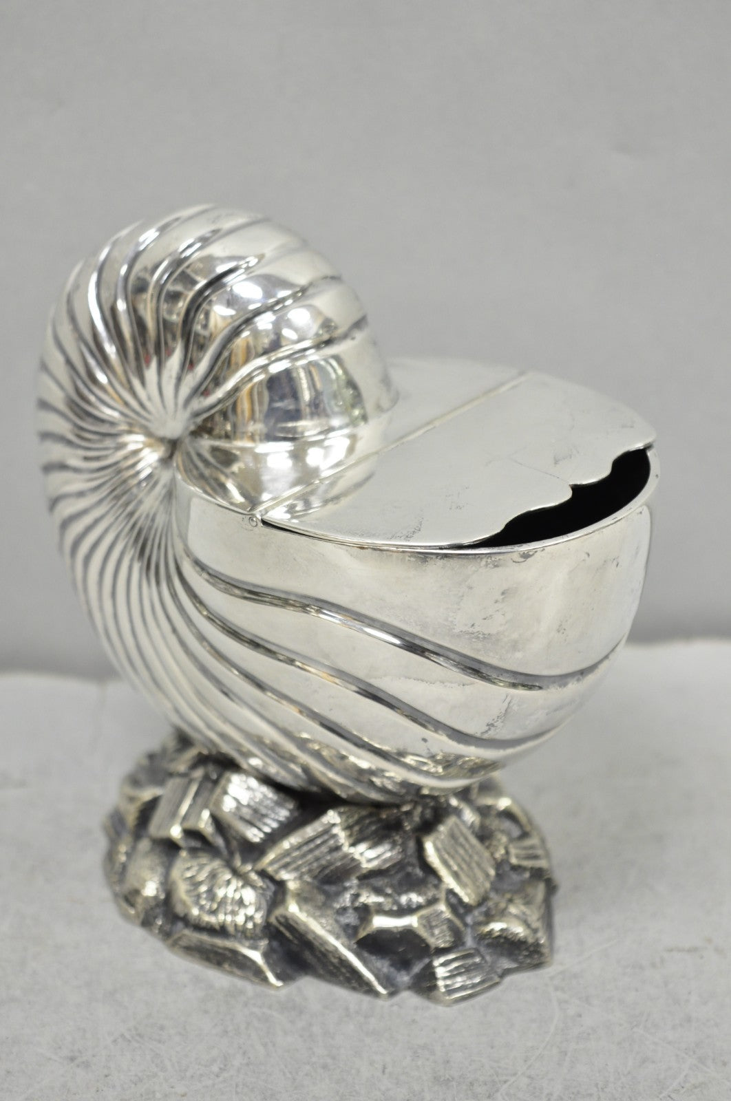 Antique Victorian Silver Plated Nautilus Figural Shell Form Spoon Warmer