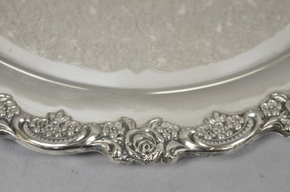 Vintage Oneida Victorian Round Silver Plated Serving Platter Tray w/ Handles