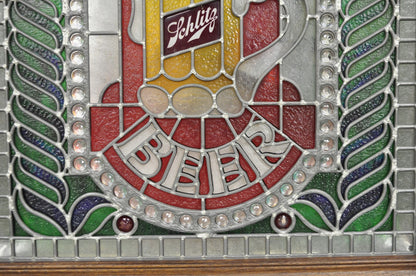 Vintage Schlitz Beer Sign 1980 Lighted Faux Stained Glass Look Advertising Sign