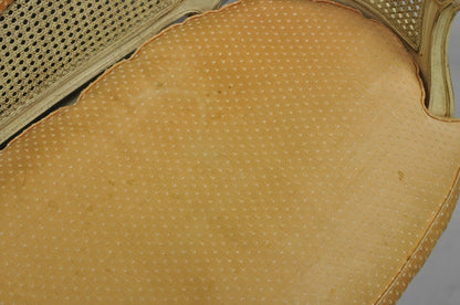 Vintage French Louis XV Victorian Style Small Cream Painted Settee Loveseat Sofa