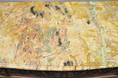 Antique French Baroque Rococo Carved Walnut Marble Top Sideboard Buffet w Drawer