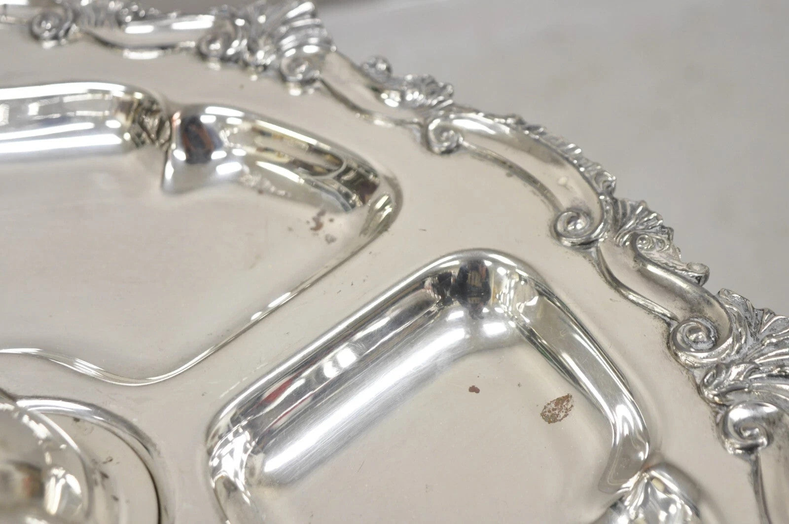 Vintage English Victorian Silver Plated Revolving Vegetable Serving Platter Tray