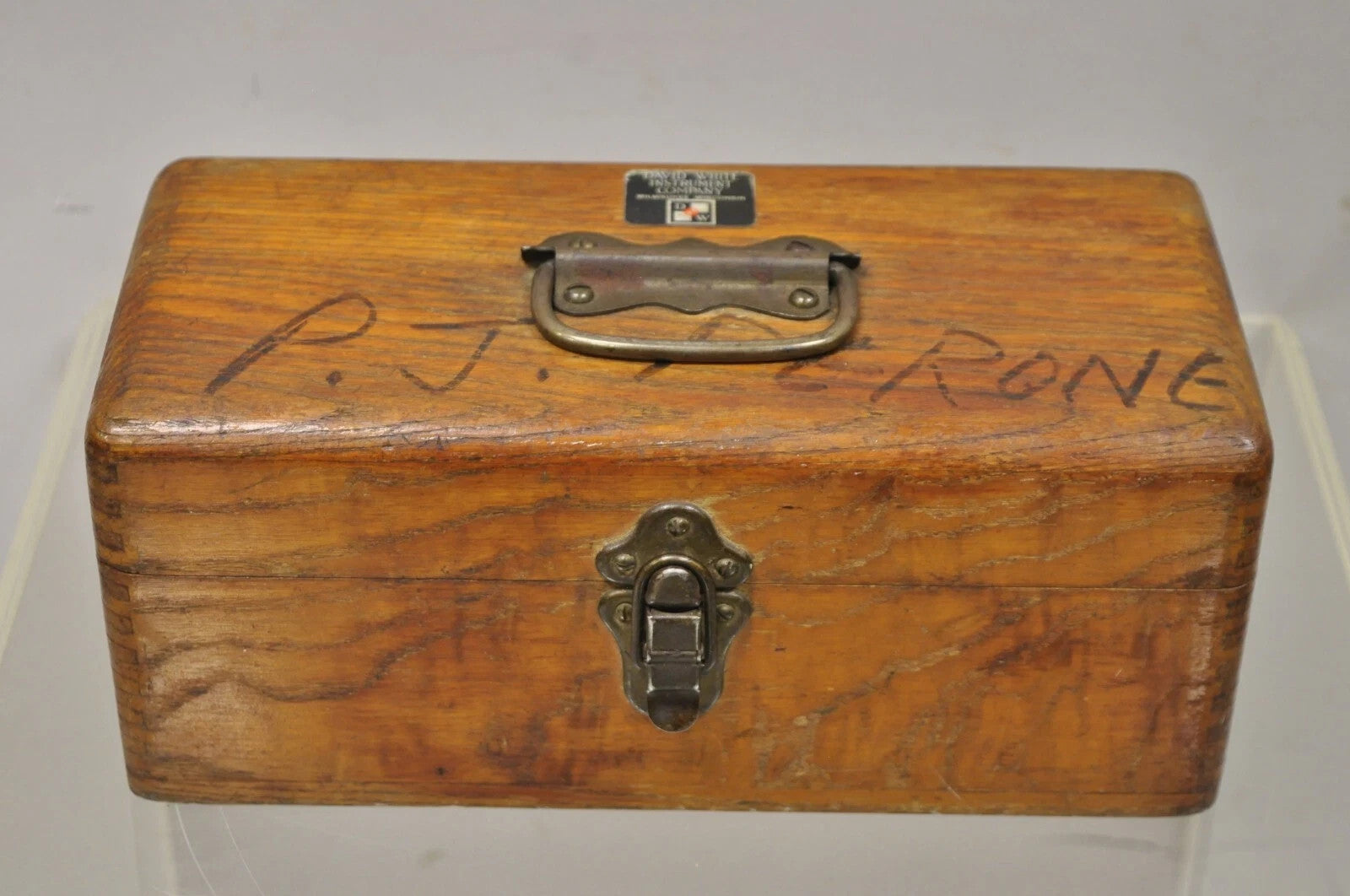 Vintage David White Instrument Surveying Equipment Plane Utility Level Oak Case