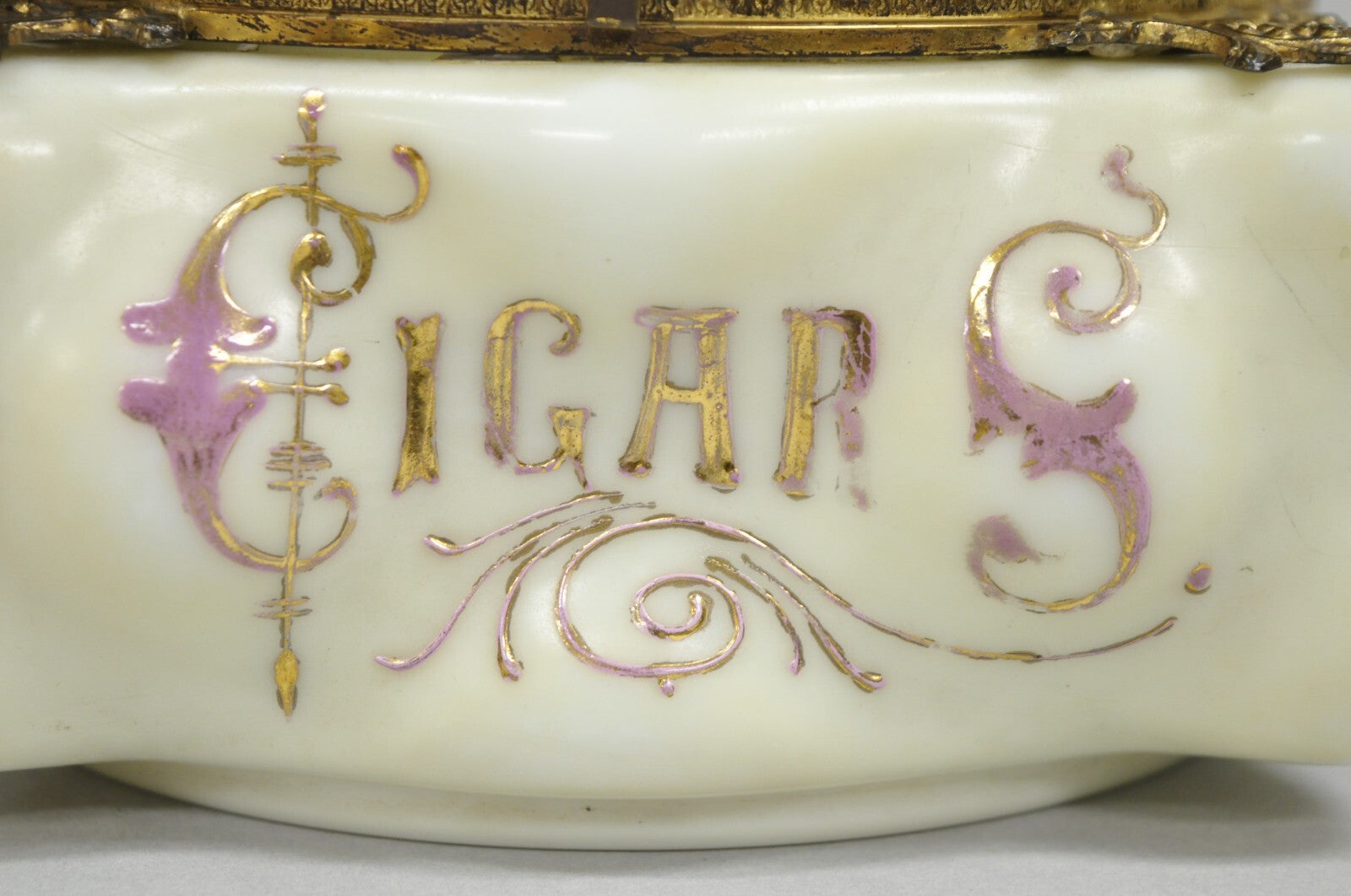 Antique Victorian C.F. Monroe Wavecrest Art Nouveau Cigars Humidor Glass Jar Box
