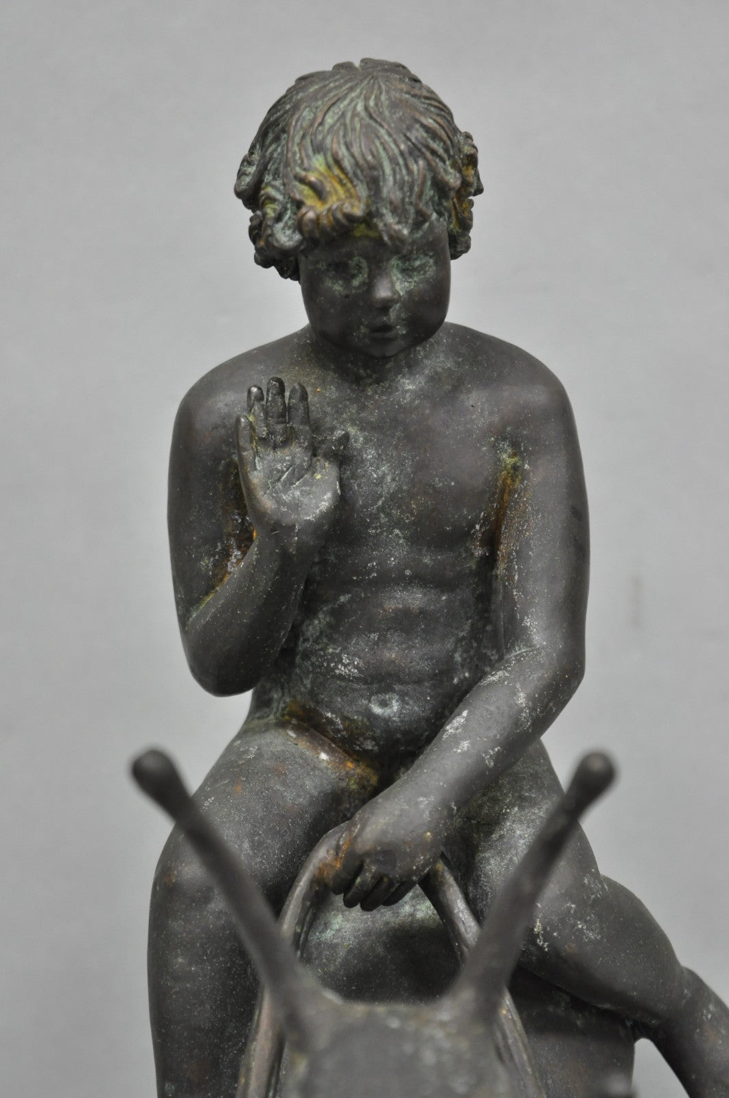 Vintage Mythical Bronze Cherub Riding Snail Sculpture Figure attr Maitland Smith