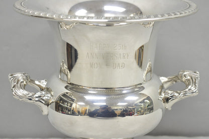 Happy 25th Anniversary Mom+Dad Silver Plated Trophy Cup Urn Champagne Ice Bucket
