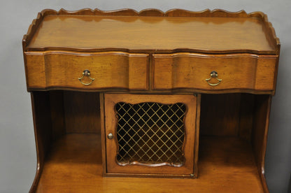 Vintage French Country Provincial Walnut Fruitwood Step Nightstands - a Pair
