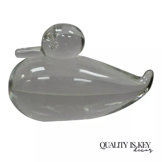 Vintage Crystal Leaded Glass 7" Modern Mallard Duck Figurine Sculpture