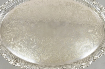 Antique Barker Ellis Victorian Silver Plated Grapevine Repousse Bar Serving Tray