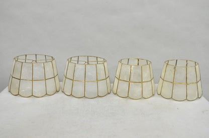 Vintage Italian Hollywood Regency Capiz Shell Gold 7.25 Round Clip On Lamp Shade