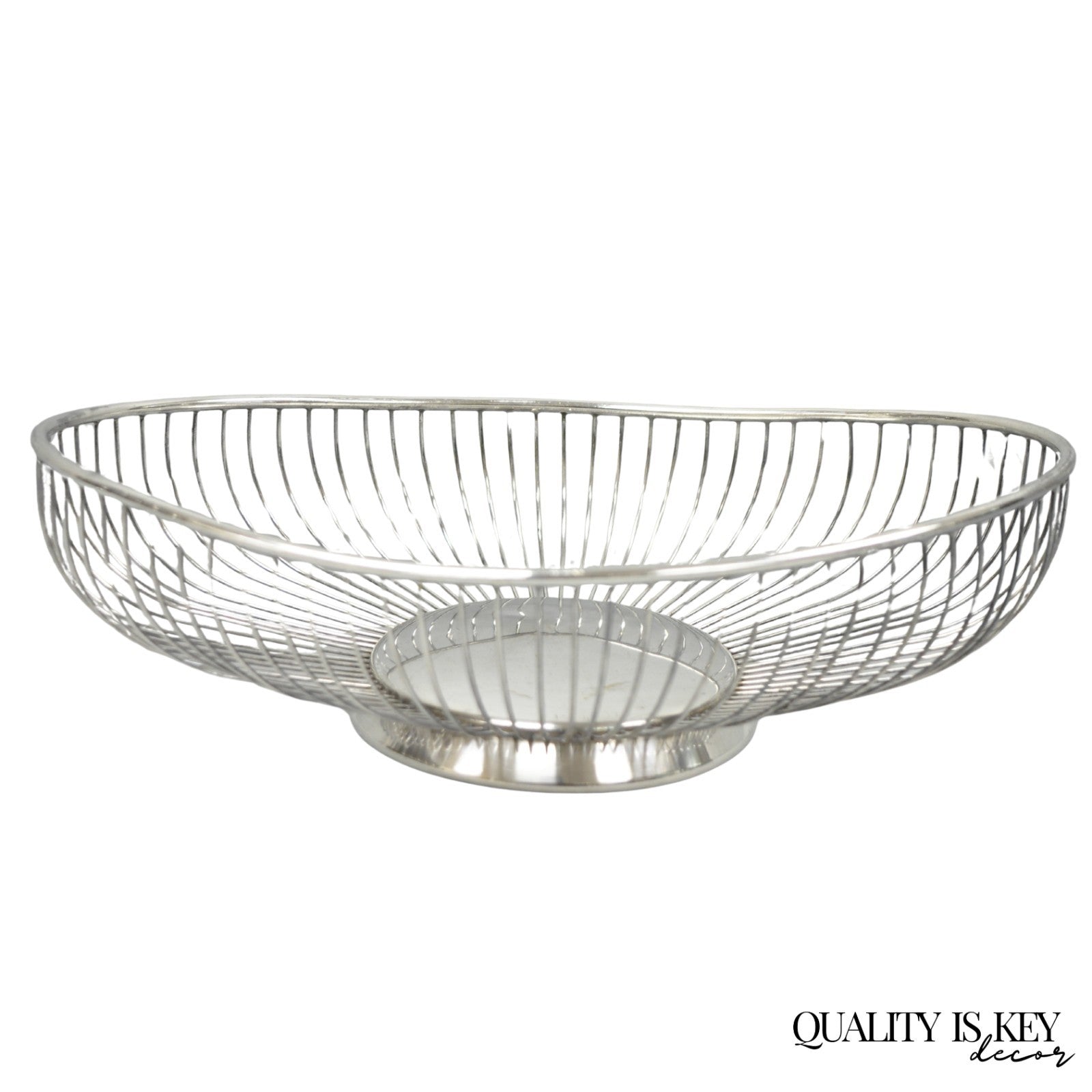 Vintage Mid Century Modern Eales Italy Silver Plated Wire Fruit Bread Basket