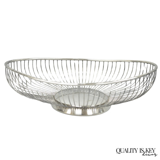 Vintage Mid Century Modern Eales Italy Silver Plated Wire Fruit Bread Basket