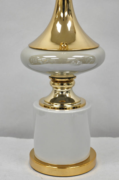 Contemporary Modern Sculptural Gold Metal & Gray Porcelain Ceramic Table Lamp