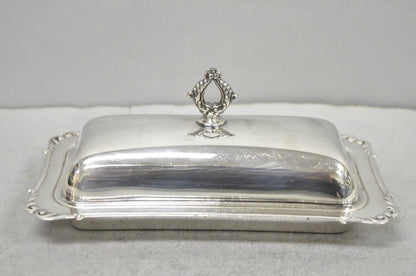 Vintage Crescent Victorian Silver Plated Covered Butter Dish w/ Glass Liner