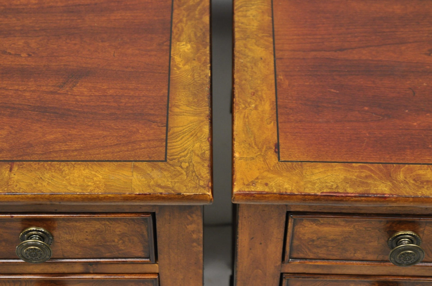 Ethan Allen Townhouse 2 Drawer Night Table Nightstand Curule Regency Style, Pair