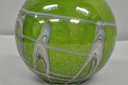 Vintage Italian Mid Century Modern Hand Blown Bubble Glass Green Studio Vase