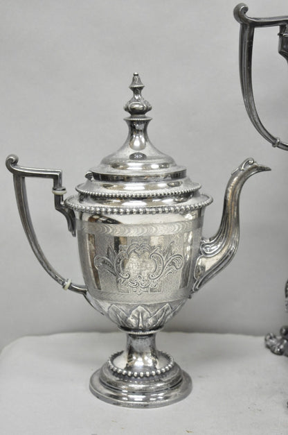 Antique Reed & Barton 1929 English Regency Silver Plated Samovar Tea Set 4 Pcs