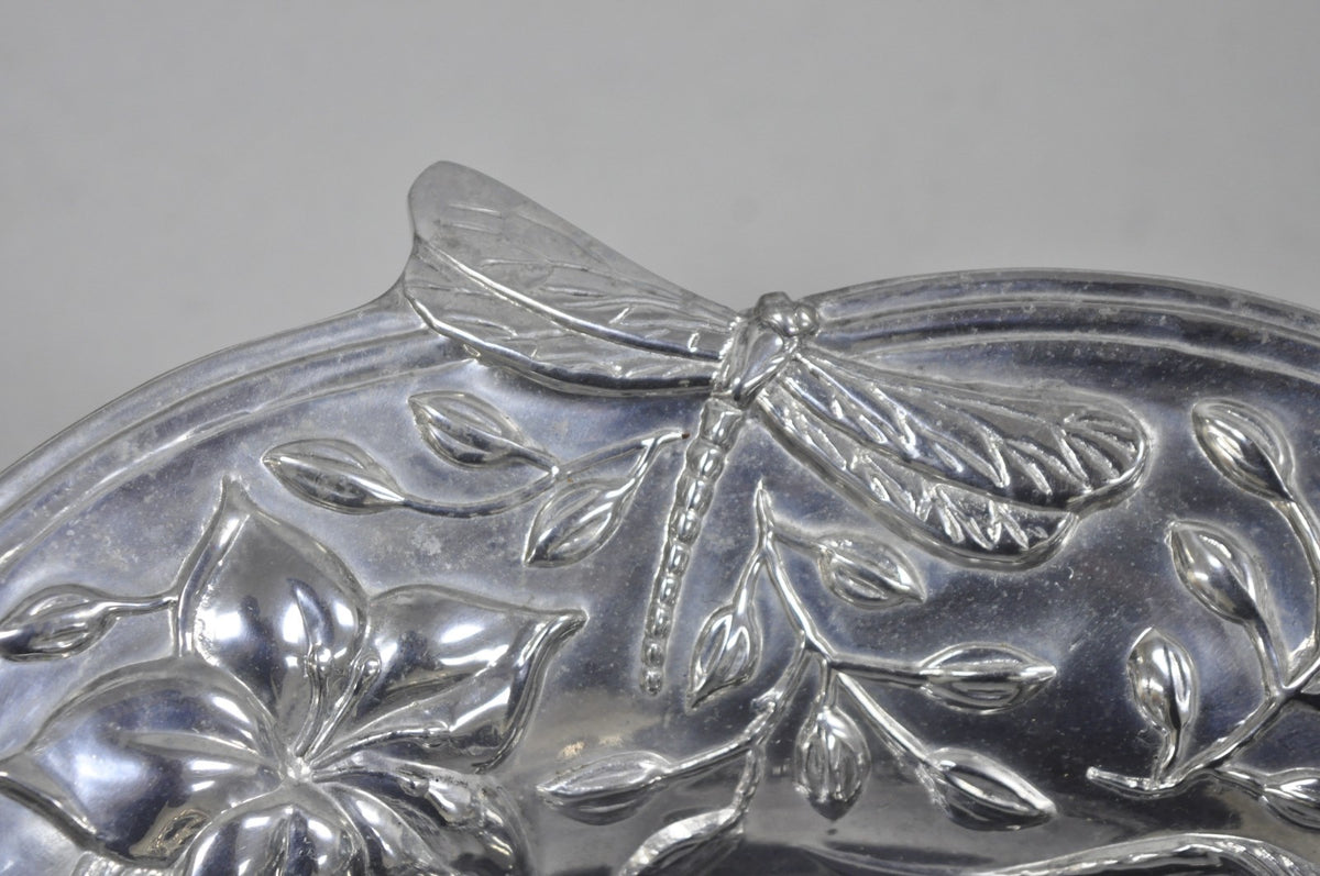 Vintage Lenox Dragonfly & Butterfly Meadow Art Nouveau Cast Aluminum Salad Bowl
