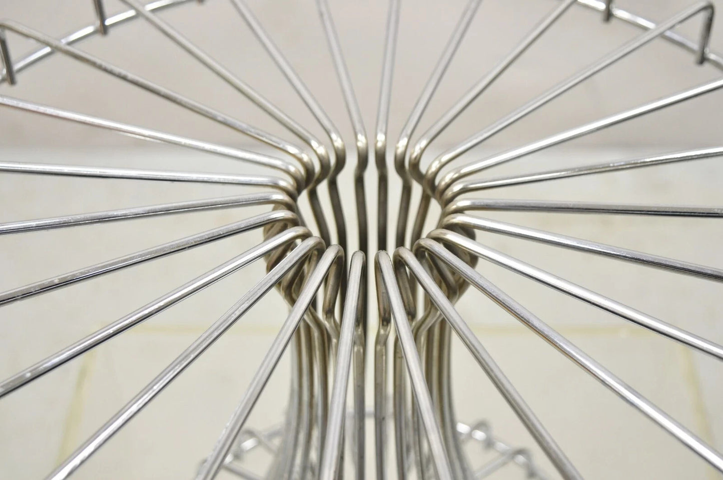 Vintage Mid Century Modern Chrome Metal Wire Pedestal Pastry Cake Stand