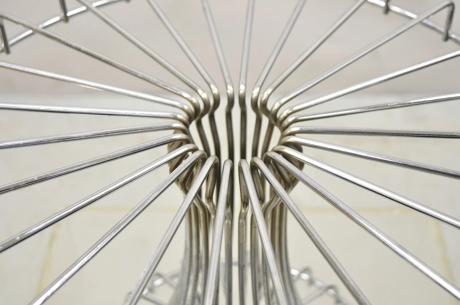 Vintage Mid Century Modern Chrome Metal Wire Pedestal Pastry Cake Stand